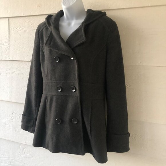 Kenneth Cole Reaction Size 8 Double Breasted Fitted Wool Blend Gray Jacket Coat - Picture 12 of 15